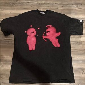 Aelfric Eden Black Tee with Pink Angel Graphic